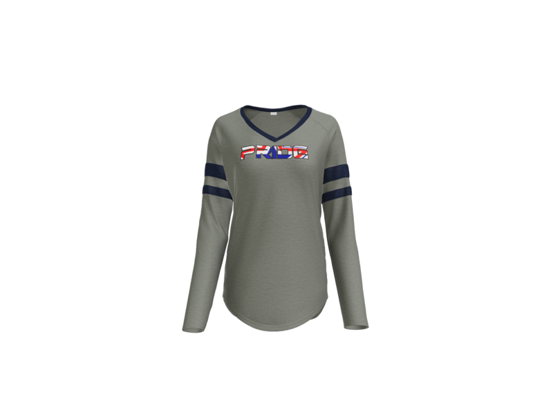 Women's Halftime Stripe Long Sleeve V-Neck Tee Pride Logo