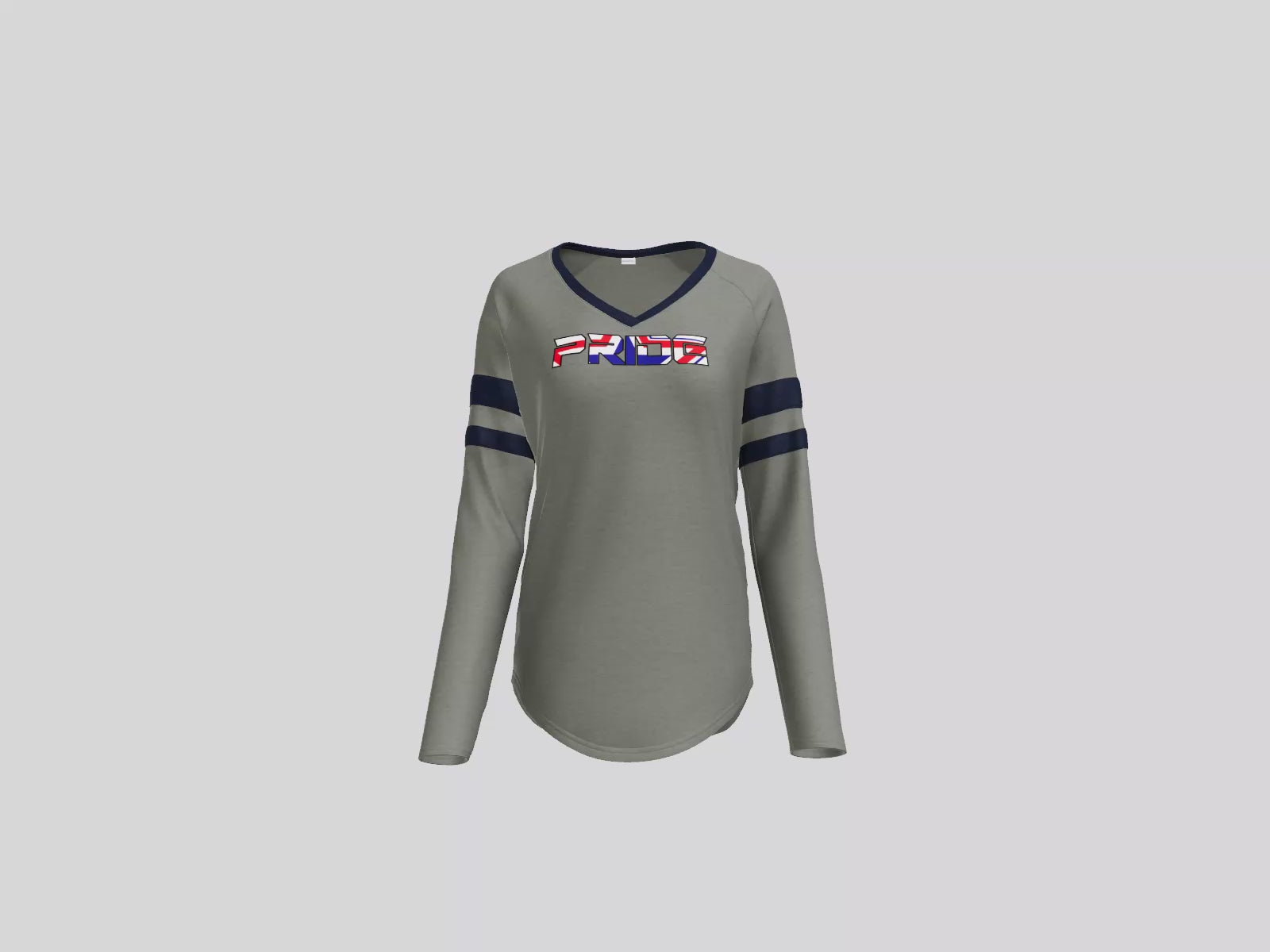 Women's Halftime Stripe Long Sleeve V-Neck Tee Pride Logo